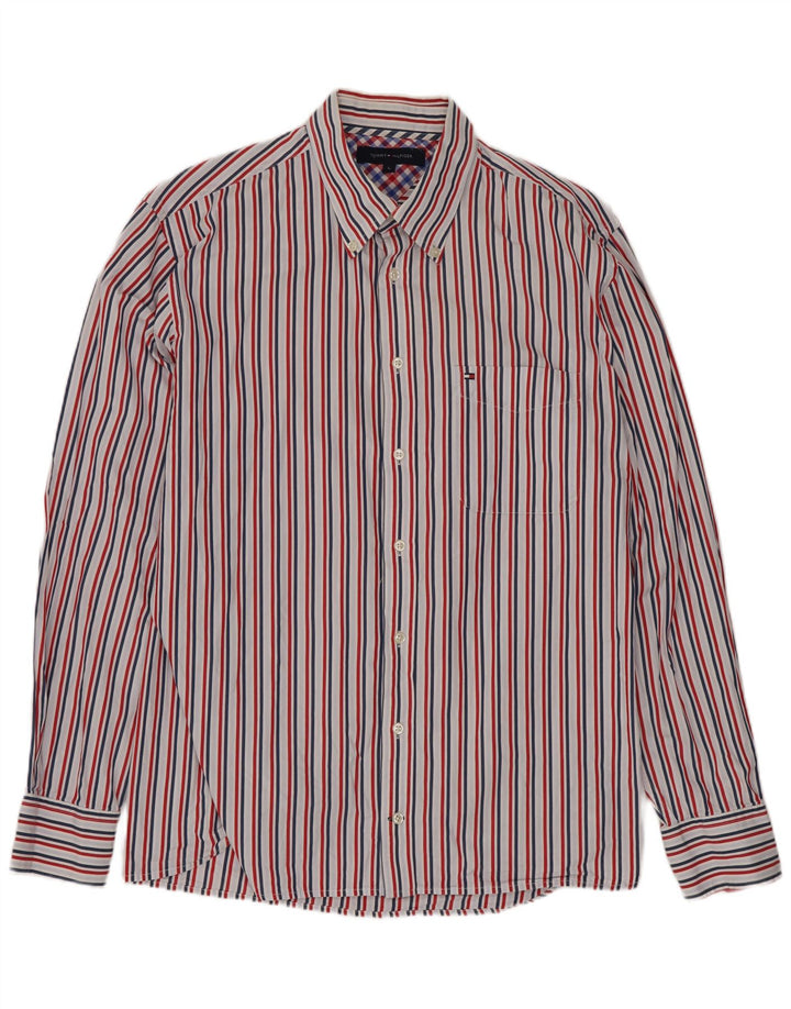 Camicia da uomo Tommy Hilfiger grande in cotone a righe multicolori