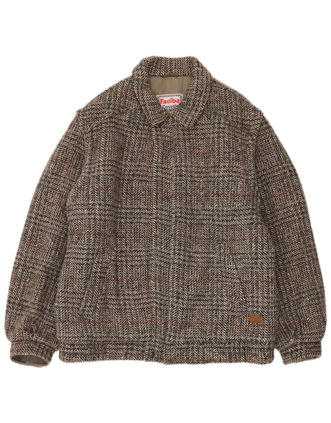Giubbotto Bomber Uomo Faciba IT 50 Large Grigio Check Lana