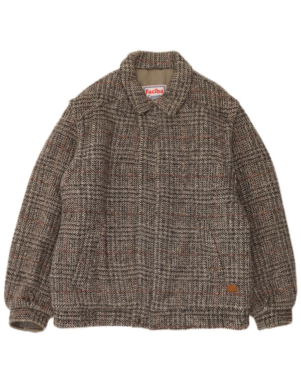 Giubbotto Bomber Uomo Faciba IT 50 Large Grigio Check Lana