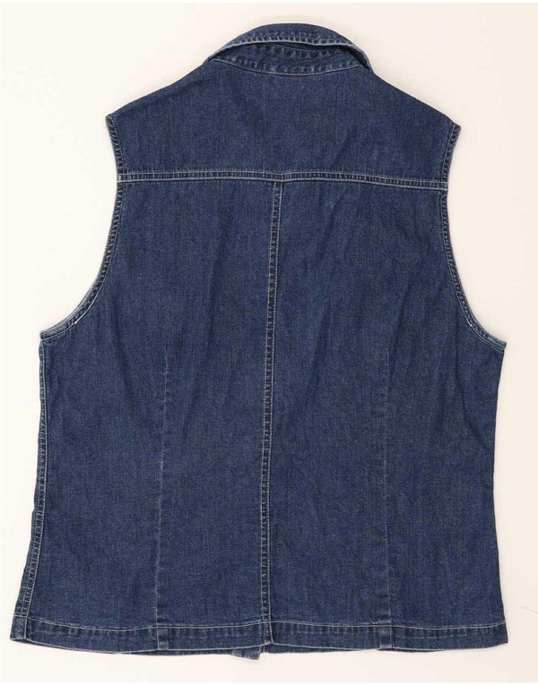 Camicia di jeans senza maniche vintage da donna UK 20 2XL cotone blu