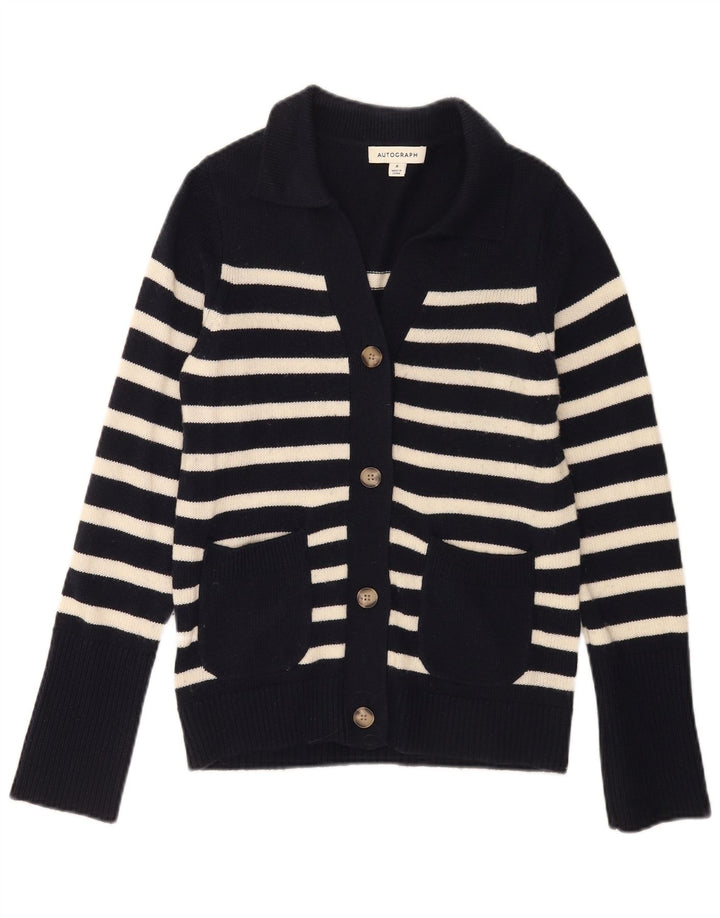 Maglione cardigan autografo da donna Marks & Spencer UK 8 piccolo blu navy
