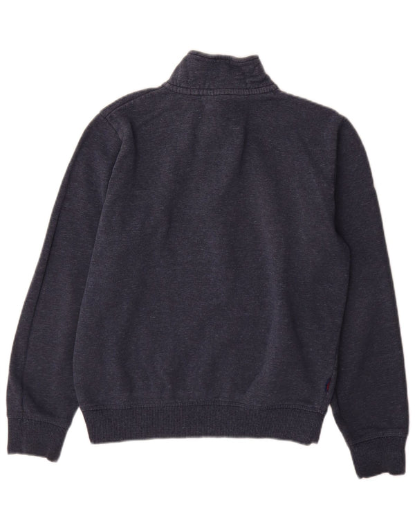 Felpa da uomo con collo con zip Superdry, maglione piccolo, in cotone blu navy
