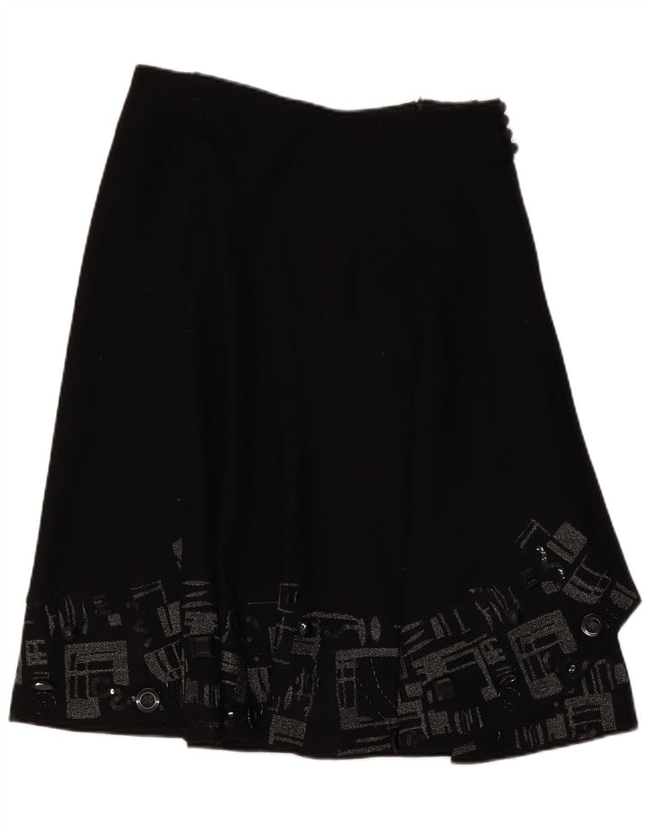 Gonna a trapezio da donna Monsoon UK 12 Media W32 Lana geometrica nera