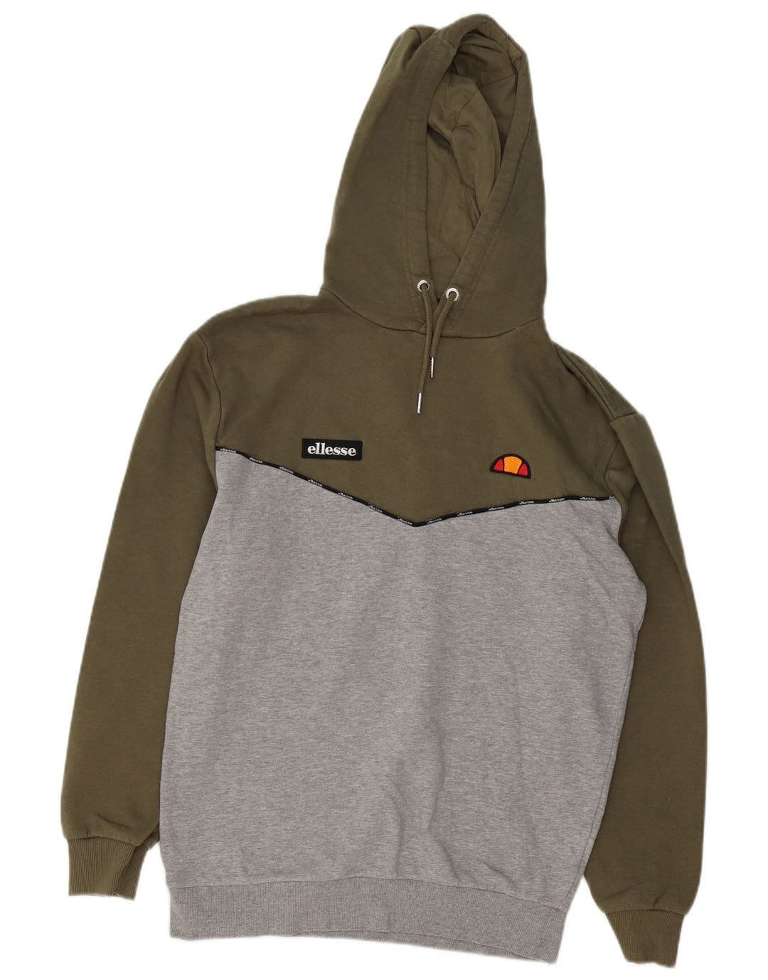 ELLESSE Maglione con cappuccio grafico da uomo piccolo in cotone color block kaki