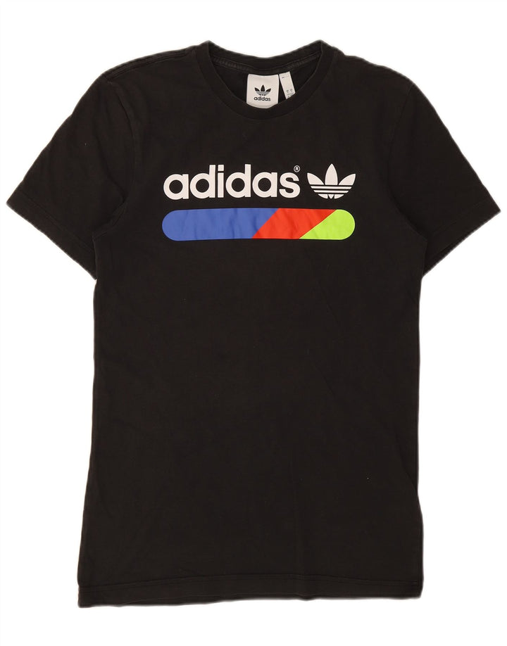 ADIDAS Mens Graphic T-Shirt Top Small Black Cotton