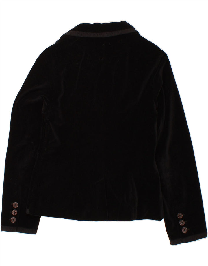 VINTAGE Womens 3 Button Blazer Jacket UK 12 Medium Black Cotton Vintage Vintage and Second-Hand Vintage from Messina Hembry 