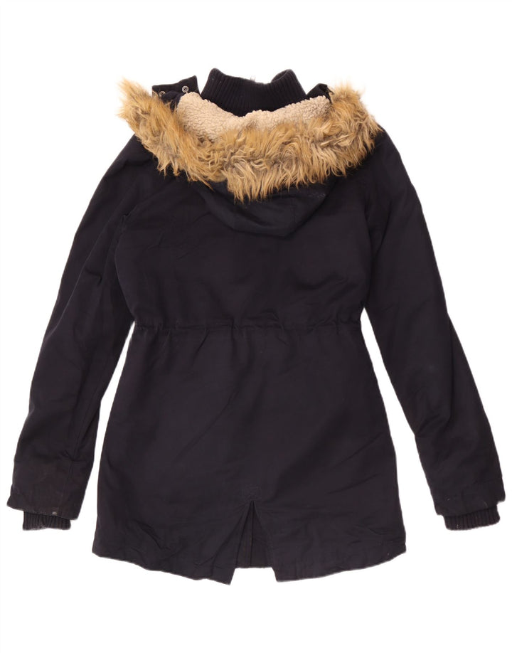 Giacca Parka da donna con cappuccio Superdry UK 6 XS poliestere blu navy