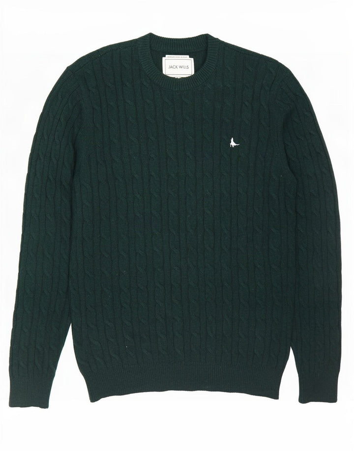 Maglione maglione girocollo da uomo Jack Wills grande lana verde