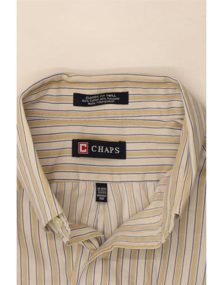 Camicia da uomo Classic Fit Chaps taglia 16 1/2 grande cotone a righe beige
