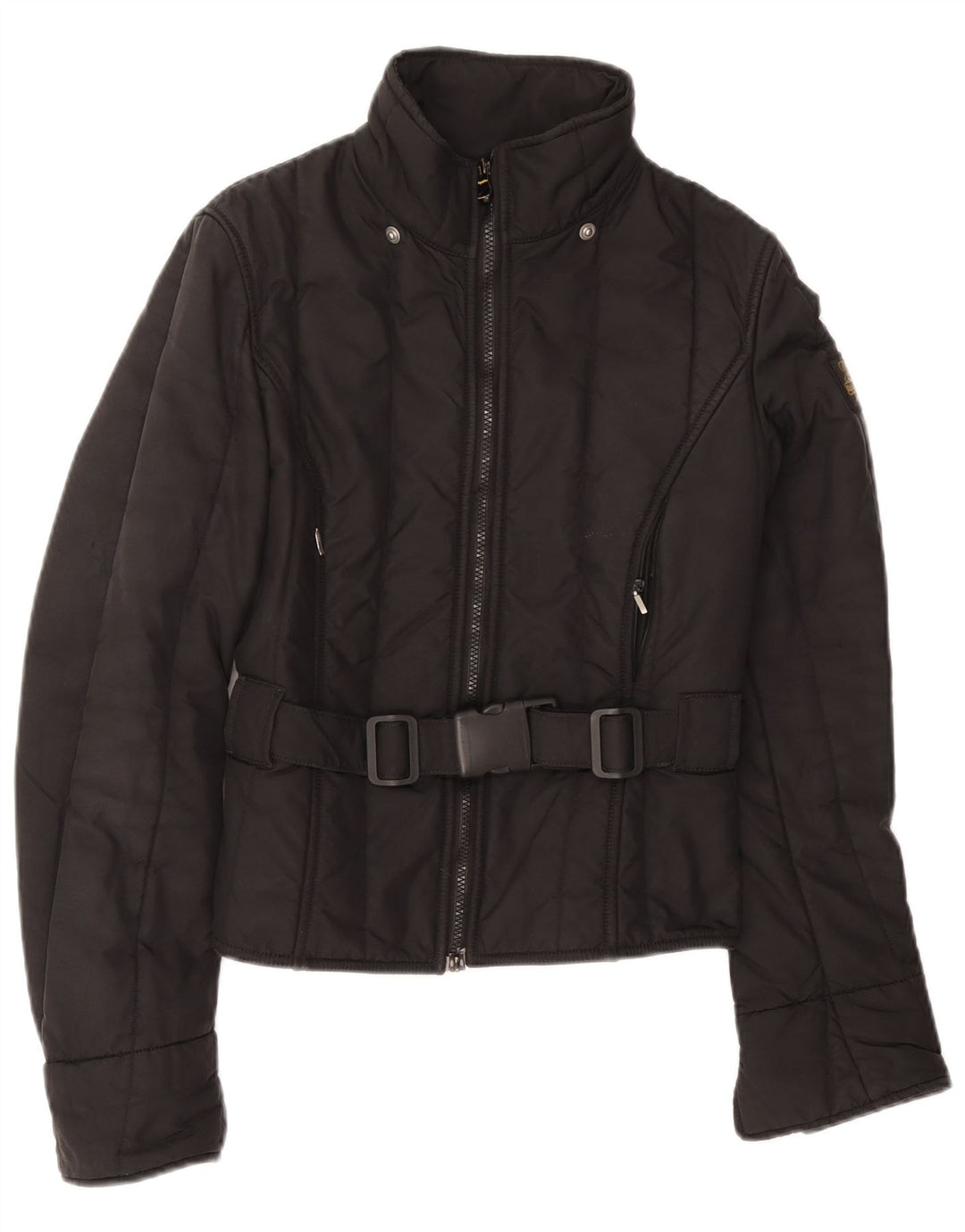 REFRIGIWEAR Giacca imbottita corta da donna UK 10 piccola nera in poliammide