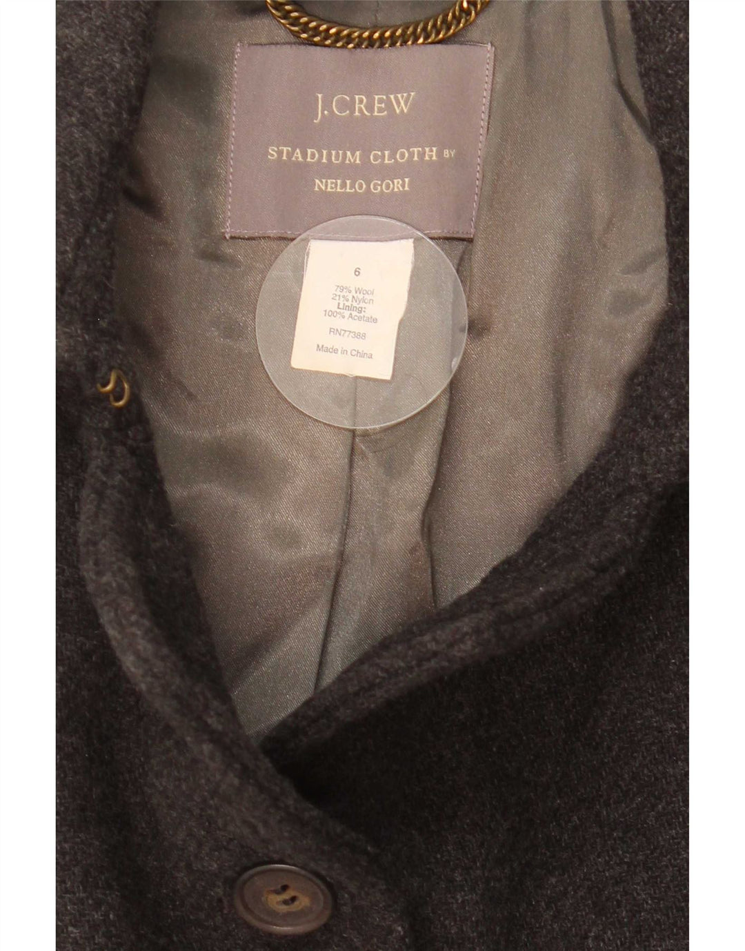 Cappotto da marinaio a 4 bottoni J. Crew da donna di Nello Gori US 6 Lana grigio medio