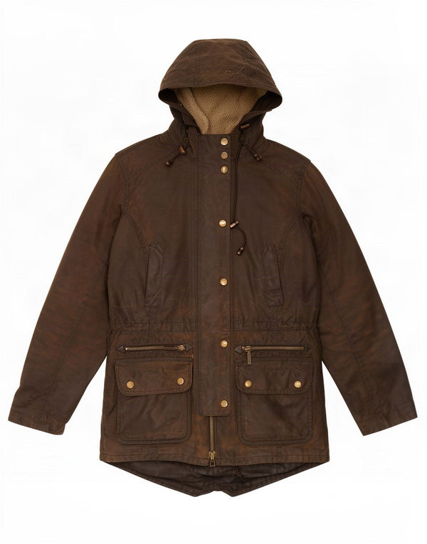 Giacca da donna in cotone cerato con cappuccio Barbour UK 8 Small Khaki