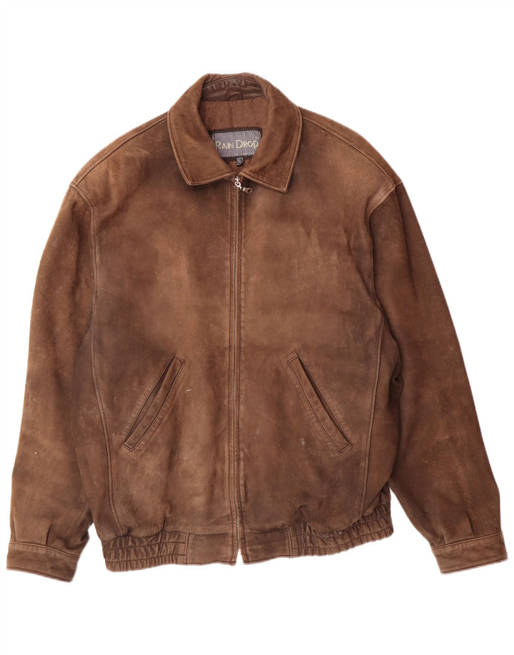 Giacca in pelle vintage da uomo UK 42 XL in pelle marrone