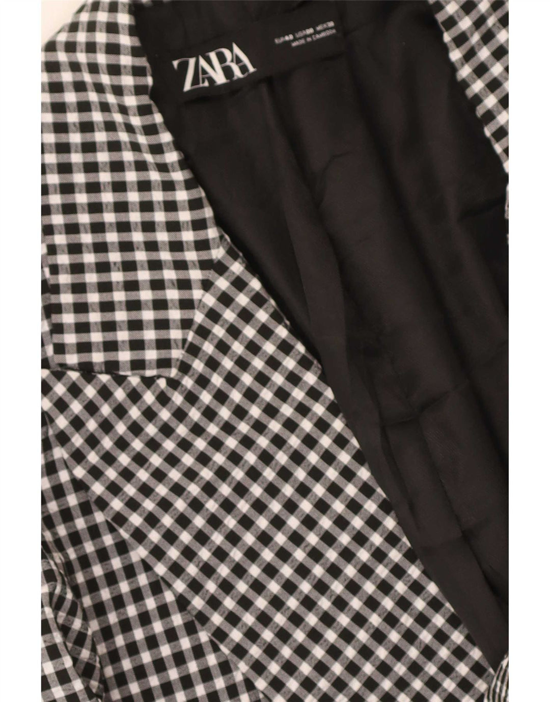 Giacca blazer a 1 bottone da donna Zara EU 40 a quadretti neri medi