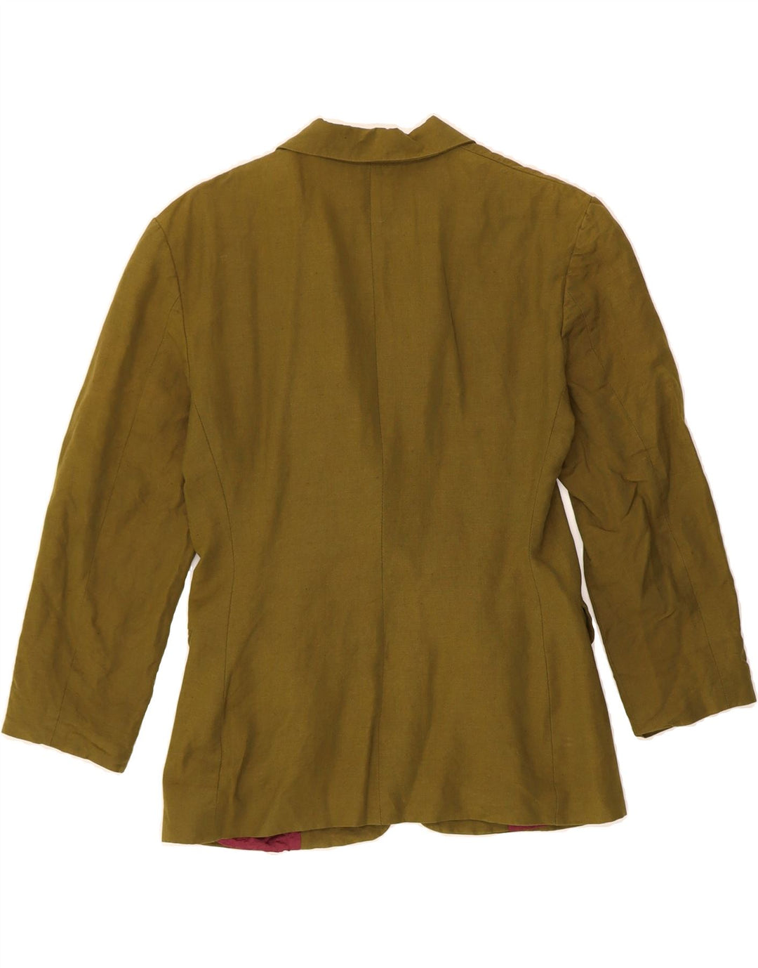 BENETTON Womens 3/4 Sleeve 2 Button Blazer Jacket IT 40 Small Khaki Linen Vintage Benetton and Second-Hand Benetton from Messina Hembry 