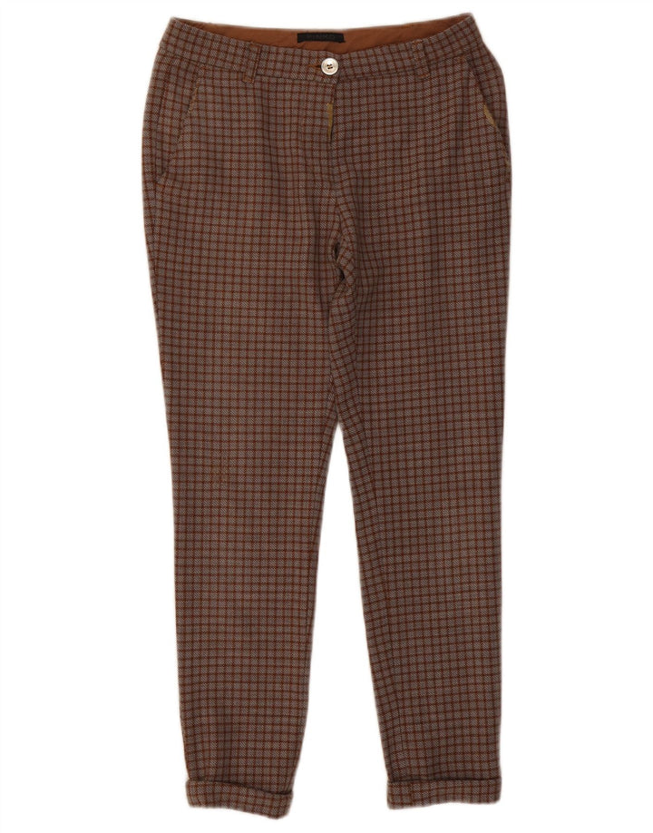 Pantaloni chino slim da donna Pinko W26 L26 poliestere a quadri marroni