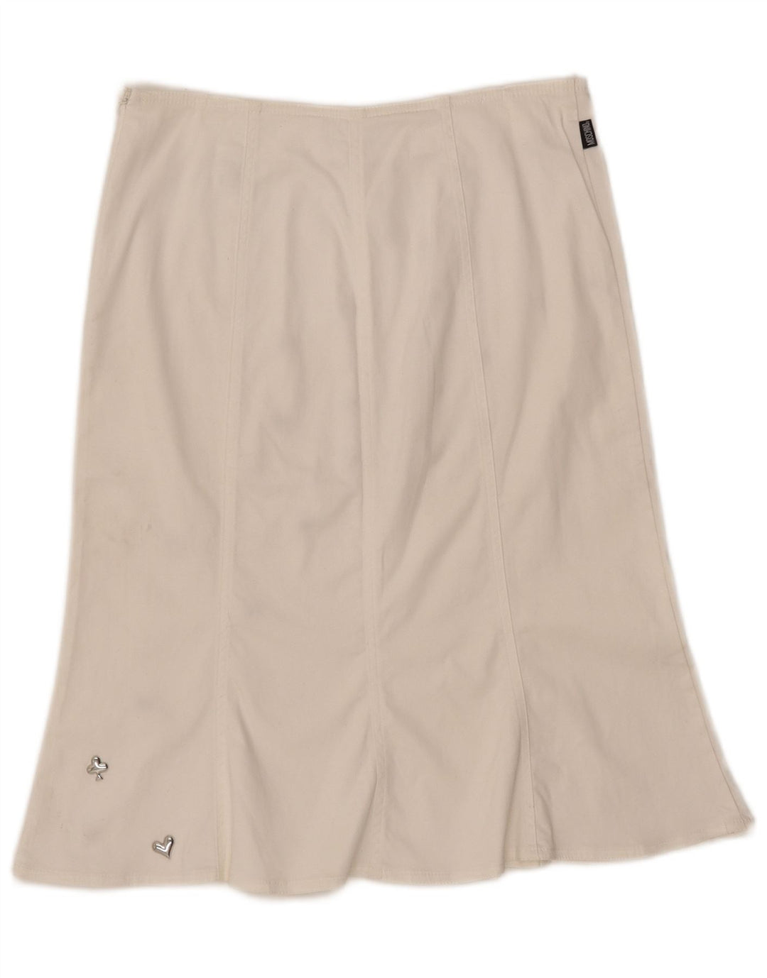 Gonna a trapezio a vita alta da donna MOSCHINO UK 14 W30 L23 Cotone bianco