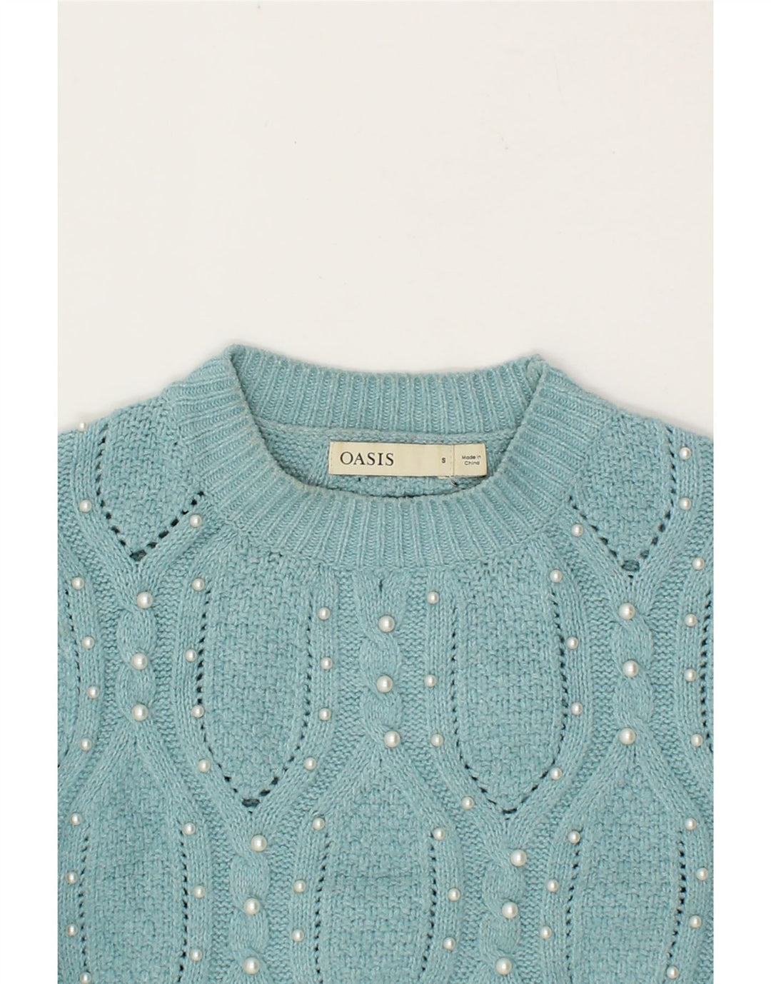 OASIS Womens Crew Neck Jumper Sweater UK 10 Small Blue Polyester Vintage Oasis and Second-Hand Oasis from Messina Hembry 