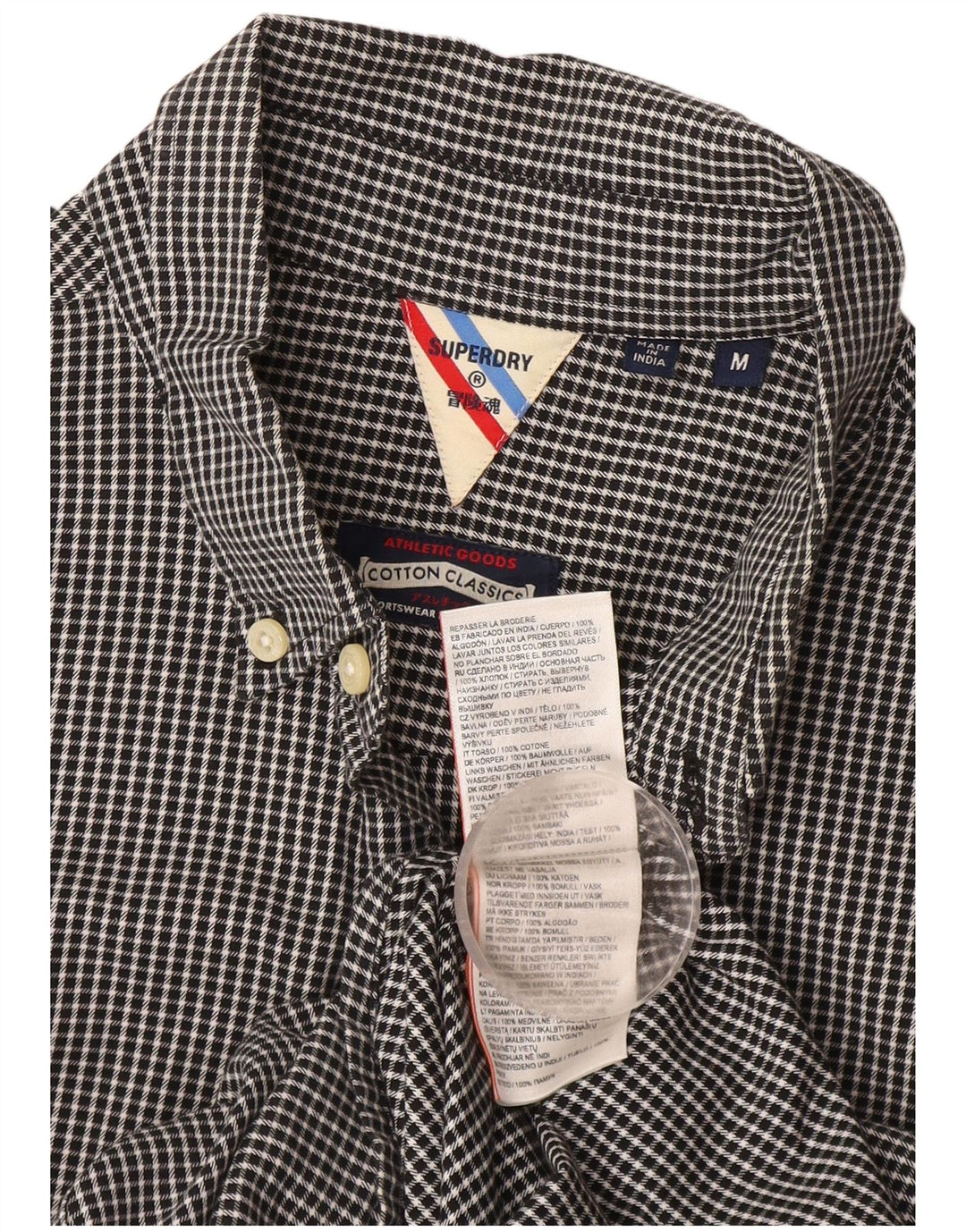 Camicia da uomo Superdry in cotone a quadretti nero medio