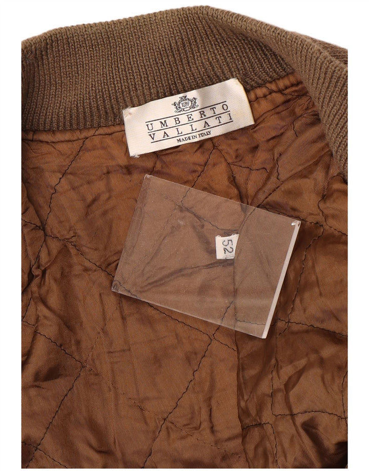 UMBERTO VALLATI Giubbotto bomber in maglia da uomo IT 52 XL Marrone geometrico