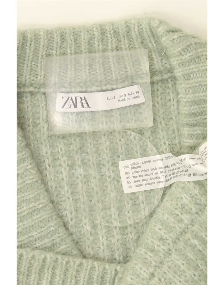 Maglione cardigan oversize da donna Zara UK 10 piccolo poliestere verde