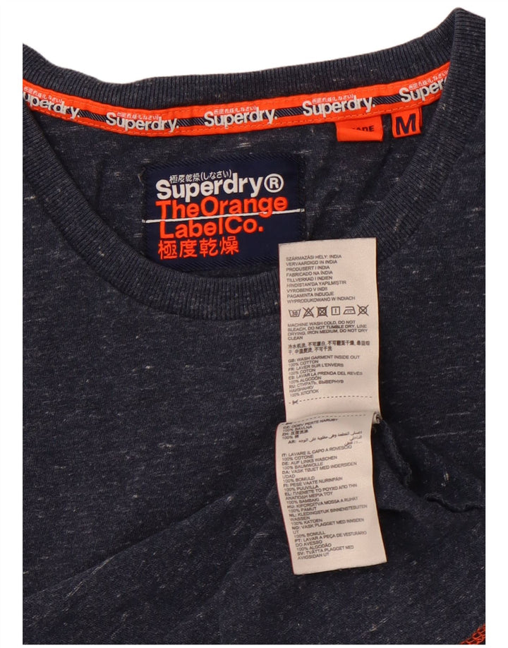 T-shirt da uomo SUPERDRY Top in cotone chiazzato blu navy medio