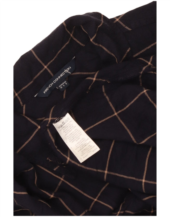 Abito camicia pullover da donna French Connection UK 10 piccolo quadretto blu navy