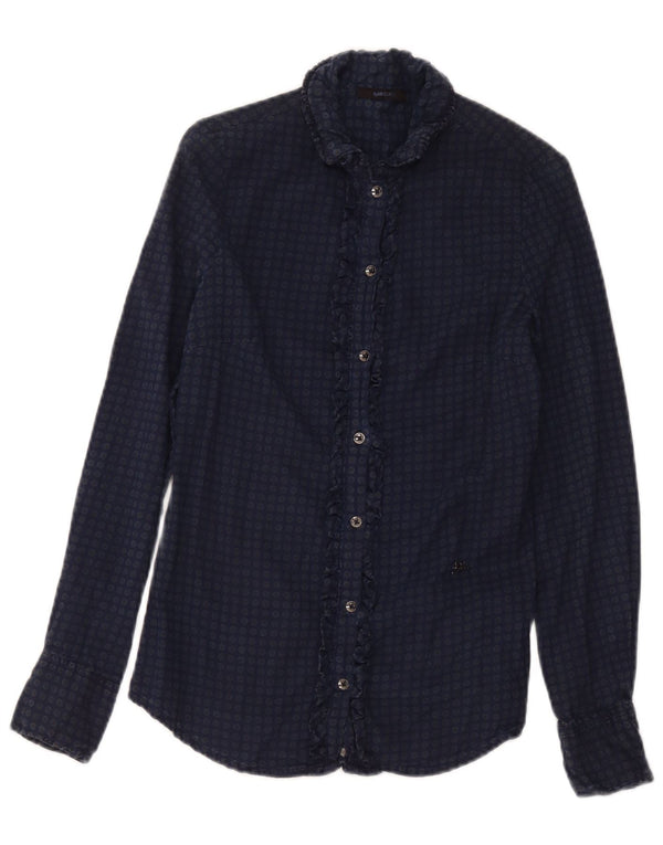 Camicia da donna Gas con volant sul davanti UK 2 2XS Cotone maculato blu navy