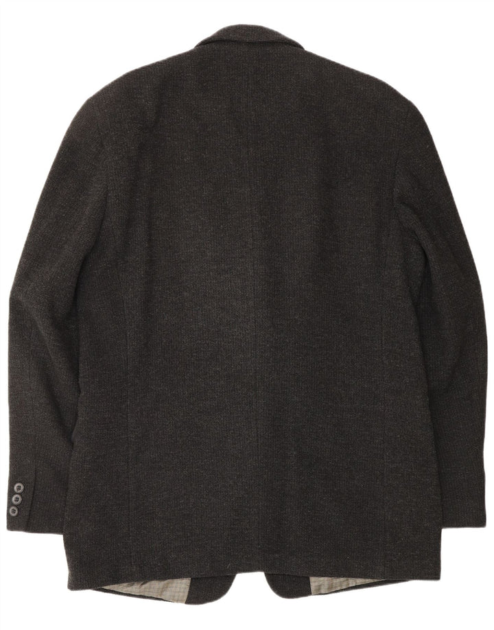 CAMEL ACTIVE Giacca blazer da uomo a 3 bottoni lavorata a maglia UK 40 Large in lana grigia