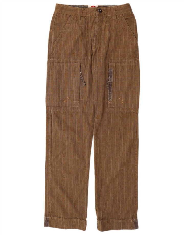 Pantaloni cargo dritti da uomo Murphy & Nye W29 L33 in cotone a quadri marroni