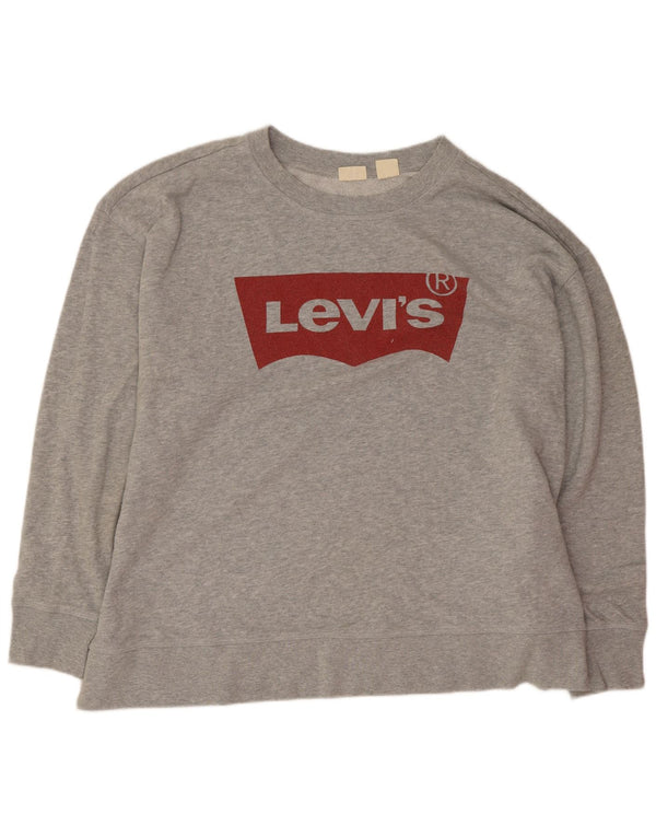 Levi's Felpa con grafica da donna Maglione UK 20 2XL Cotone chiazzato grigio