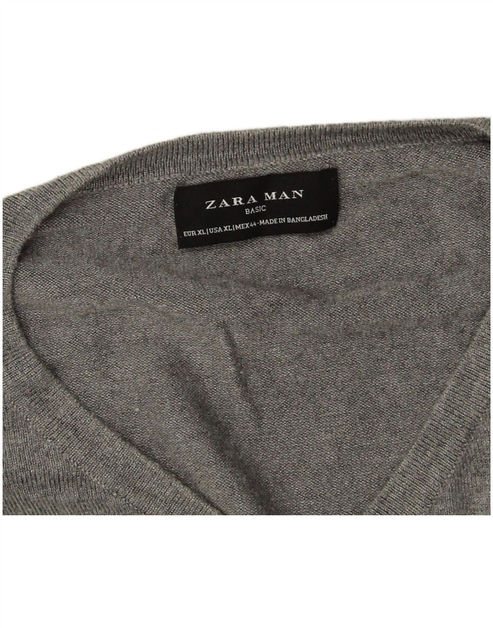 Maglione Zara da uomo con scollo a V XL grigio