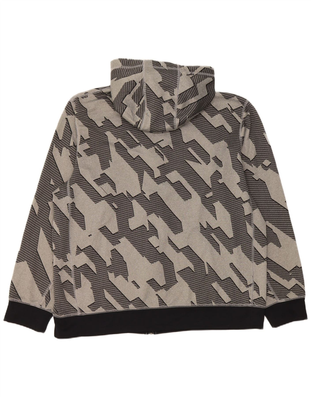 Felpa con cappuccio e zip Nike Dri Fit da uomo XL in poliestere geometrico grigio