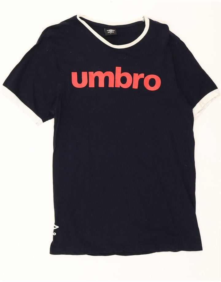 UMBRO Womens Graphic T-Shirt Top UK 16 Large Navy Blue Cotton