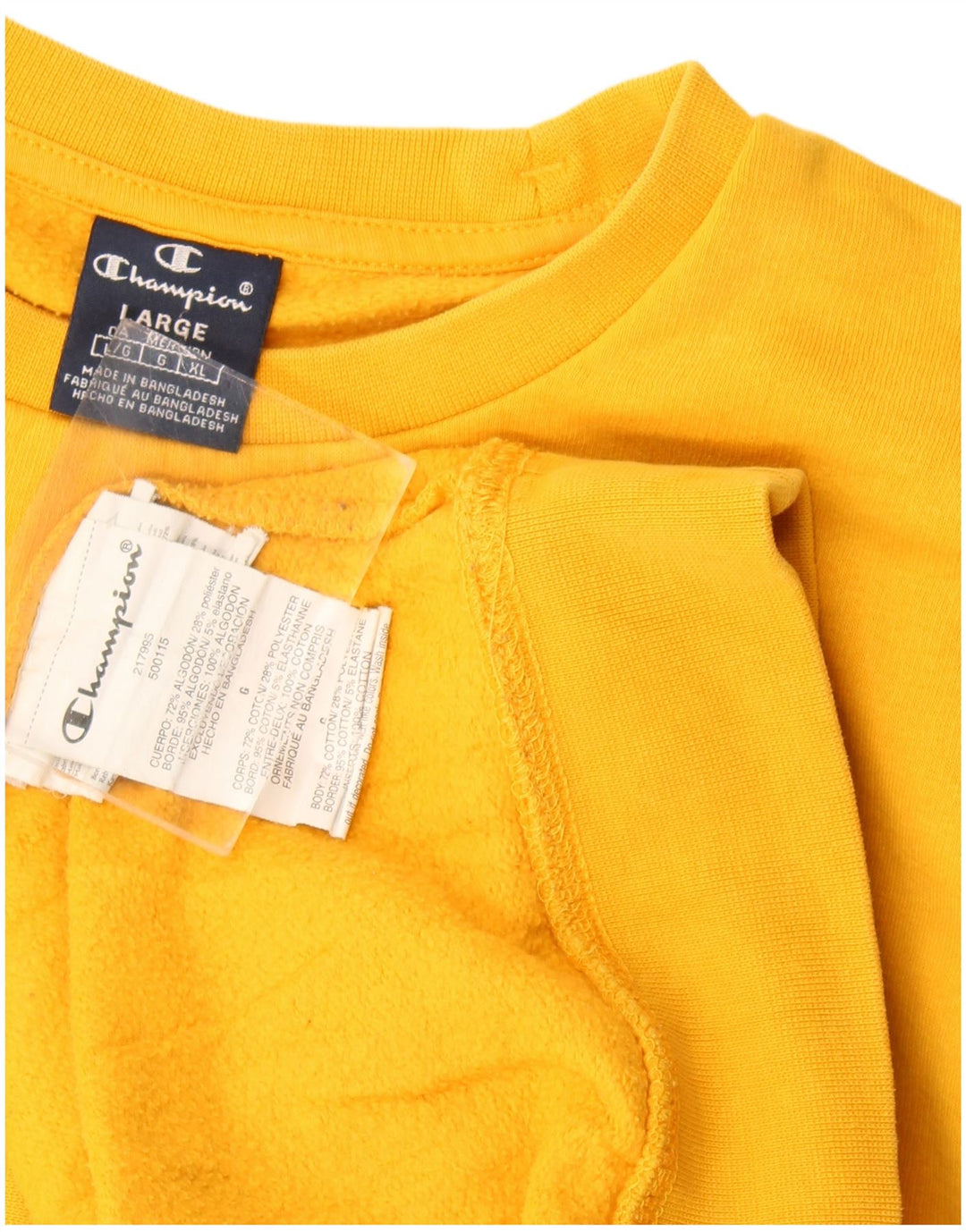 Felpa grafica da uomo Champion, maglione grande, cotone giallo