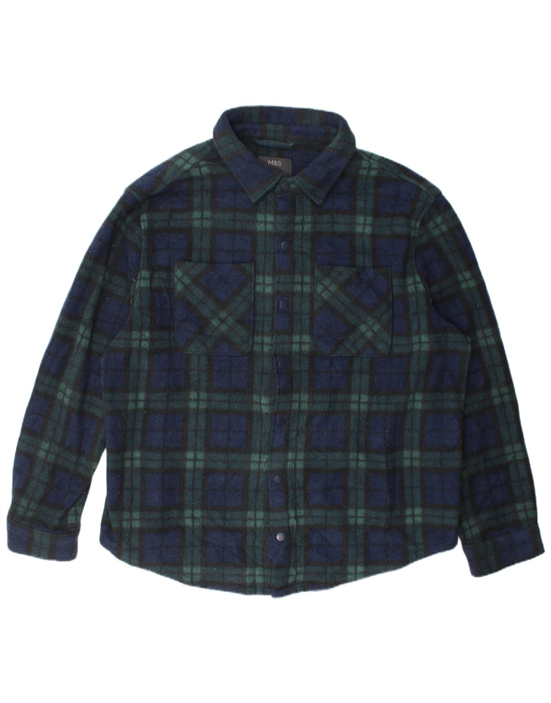 Camicia in pile da uomo Marks & Spencer Overshirt 3XL Poliestere a quadri verde