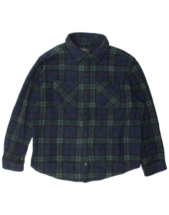 Camicia in pile da uomo Marks & Spencer Overshirt 3XL Poliestere a quadri verde