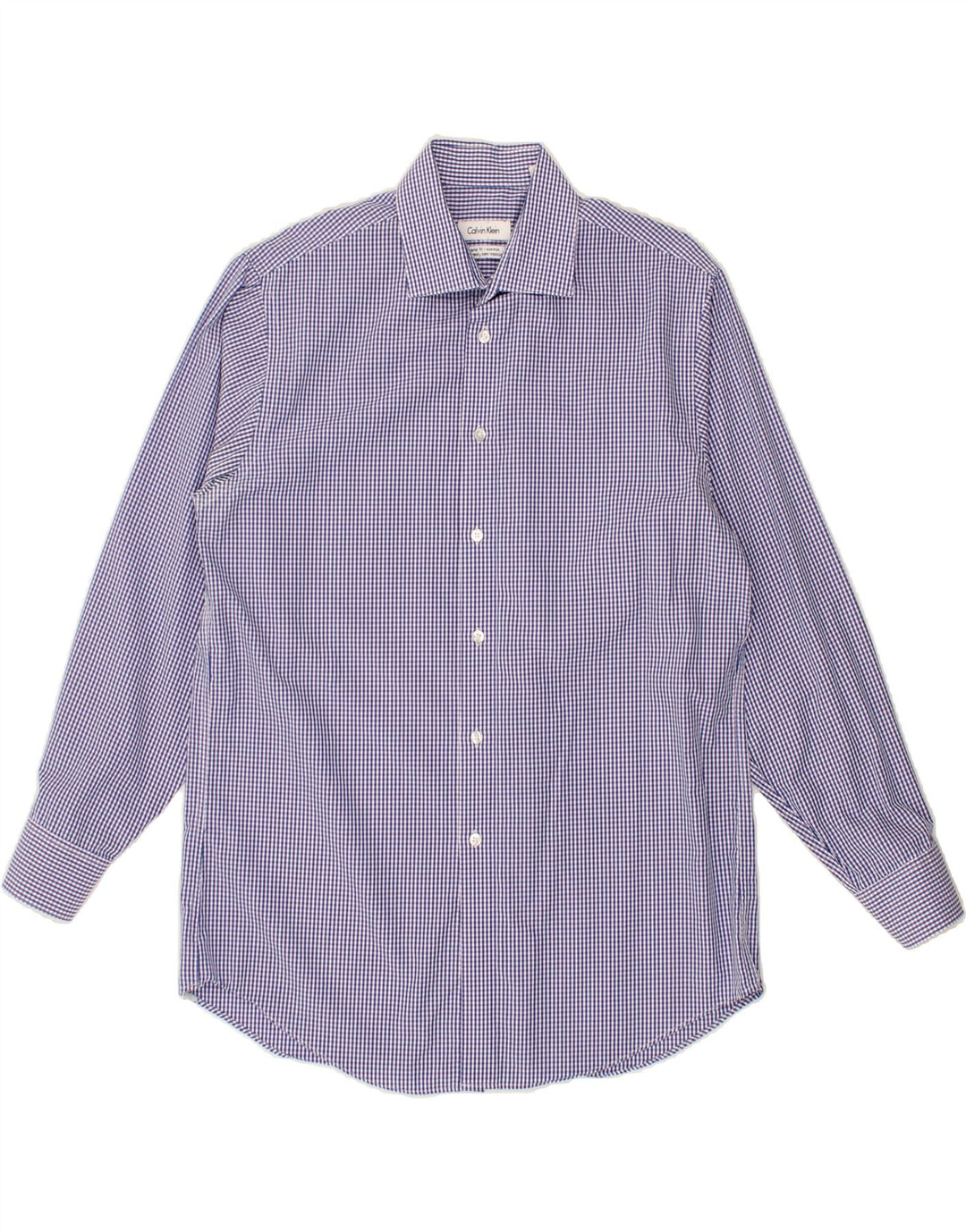 CALVIN KLEIN Camicia da uomo vestibilità regolare taglia 15 1/2 cotone a quadretti blu medio