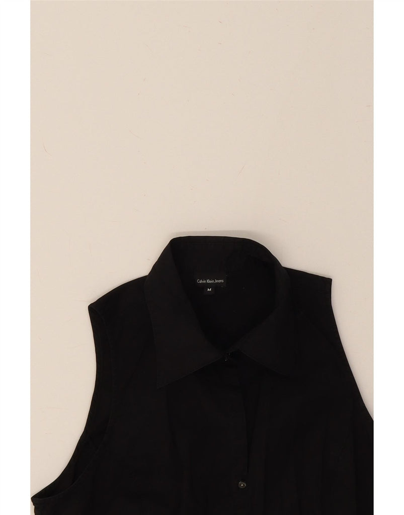 CALVIN KLEIN JEANS Womens Sleeveless Shirt UK 12 Medium Black Cotton Vintage Calvin Klein Jeans and Second-Hand Calvin Klein Jeans from Messina Hembry 