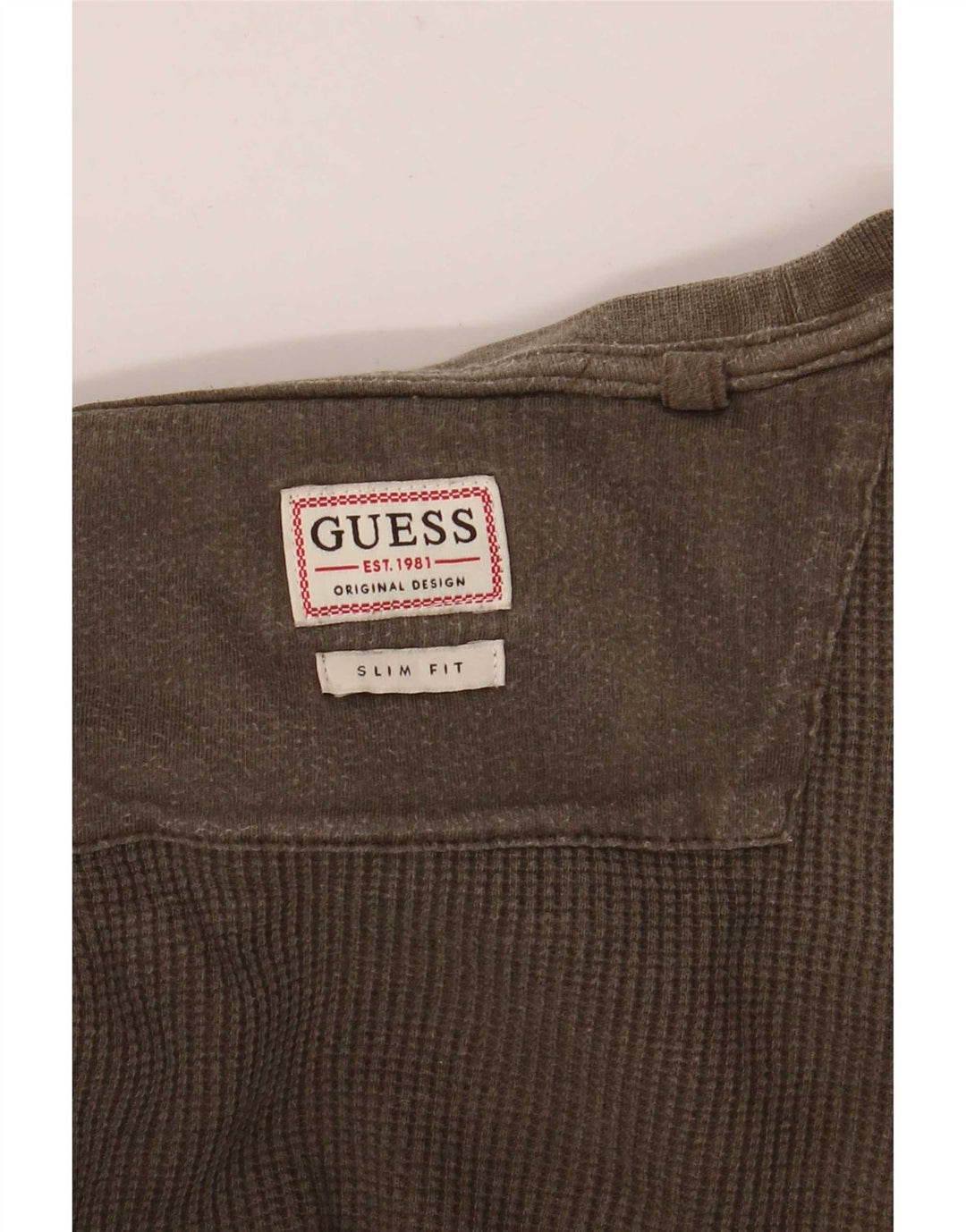 Guess Top da uomo slim fit a maniche lunghe color kaki medio