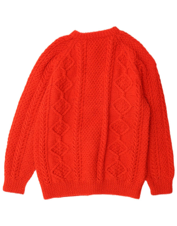 Maglione maglione da donna vintage UK 10 piccolo rosso geometrico