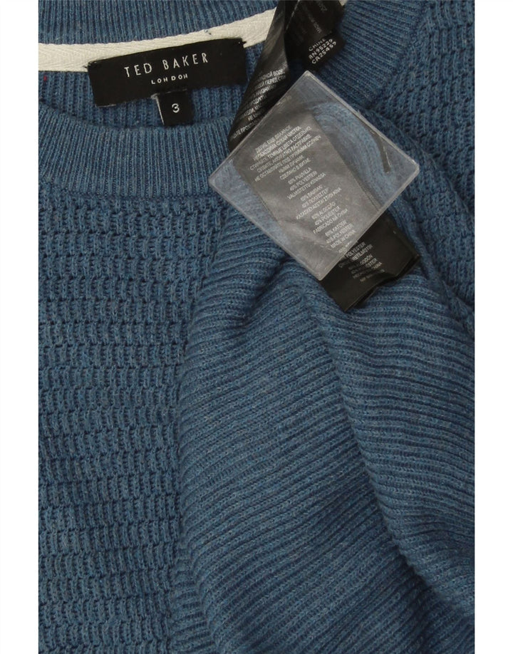 Maglione maglione girocollo da uomo Ted Baker taglia 3 cotone blu medio
