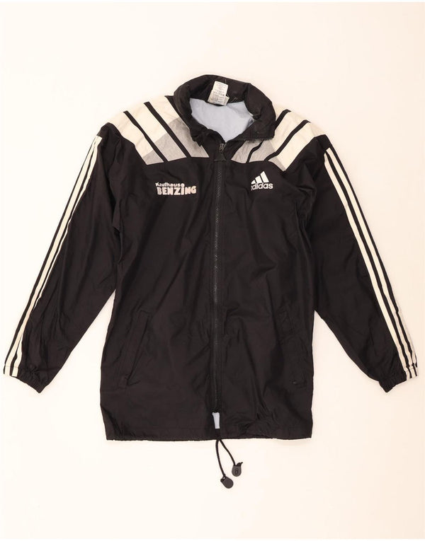 Giacca antipioggia Adidas da bambino con cappuccio grafico 15-16 anni in nylon color block nero