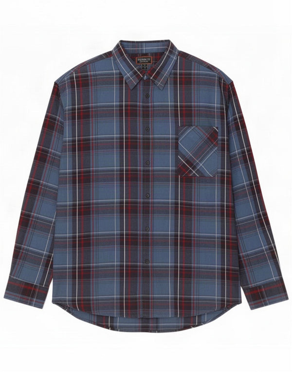 Camicia Atlas da uomo in flanella 4XL Cotone a quadri blu