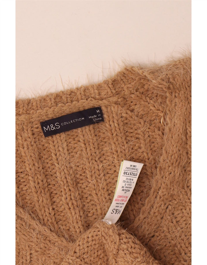 Maglione con scollo a V da donna Marks & Spencer UK 14 Poliestere beige medio