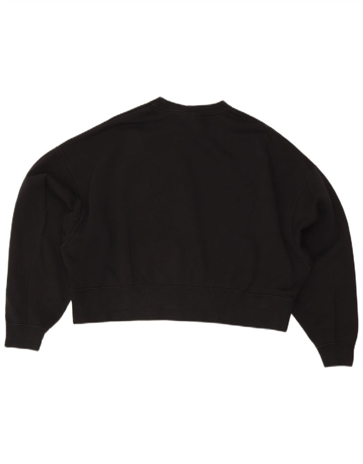 NIKE Felpa corta oversize da donna, maglione UK 10, piccola, cotone nero
