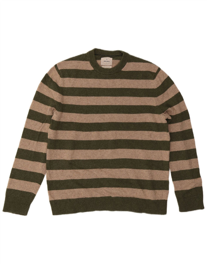Maglione da uomo girocollo di White Stuff, a righe grandi color kaki