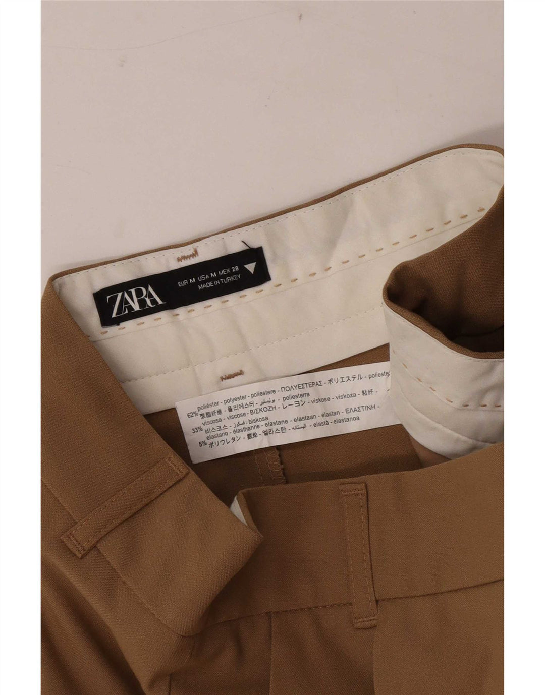 Pantaloncini chino con ancoraggio a vita alta da donna Zara medi W28 poliestere marrone
