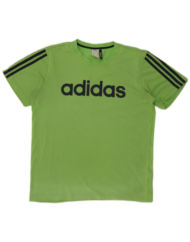 T-shirt grafica ADIDAS da uomo Climalite Top in cotone verde medio