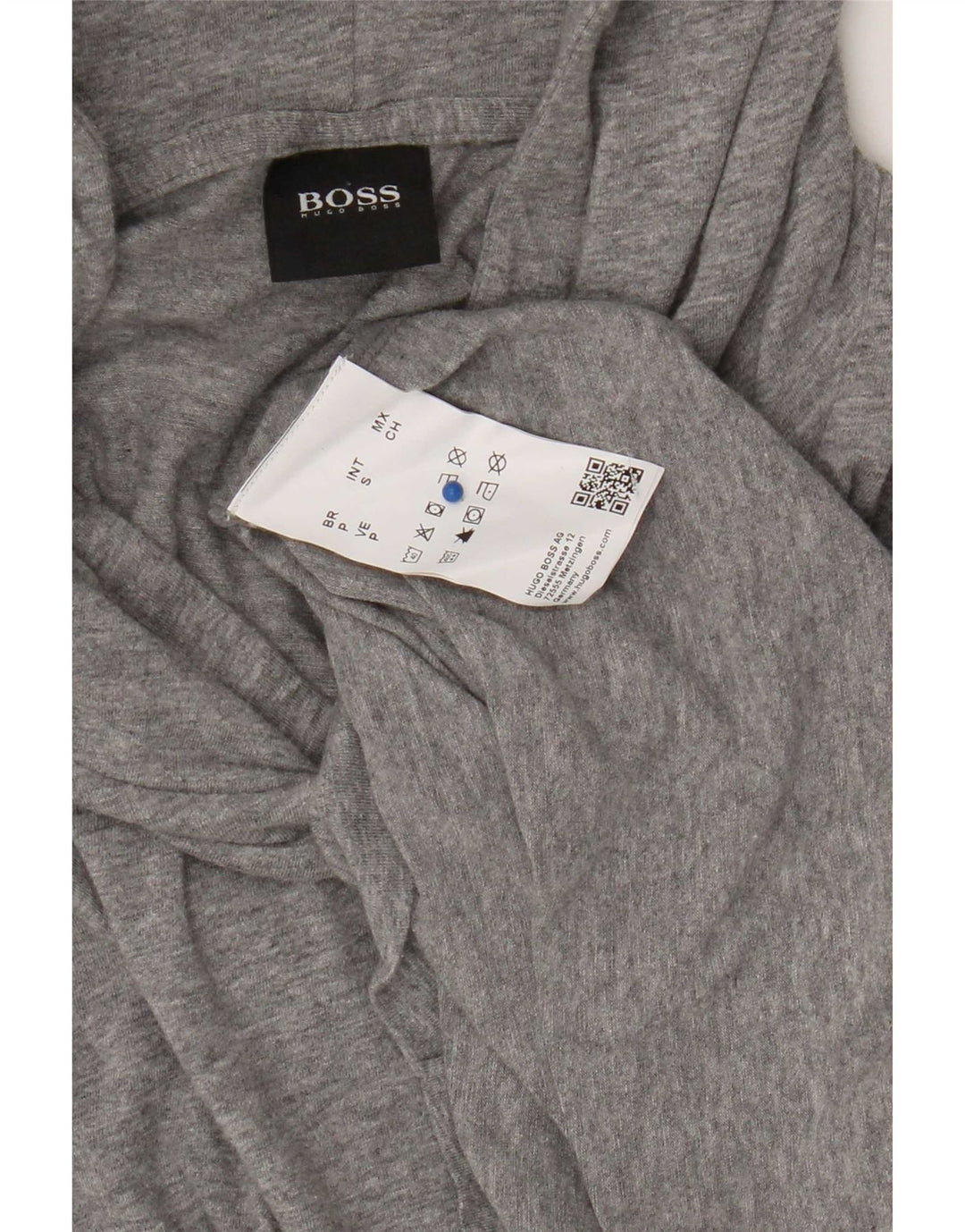 Hugo Boss Top da uomo con cappuccio a maniche lunghe in cotone chiazzato grigio piccolo